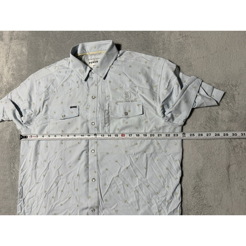 Poncho Button Down Shirt Mens Large Regular Fit Print AOP Fishing Pearl Snap - Picture 3 of 8
